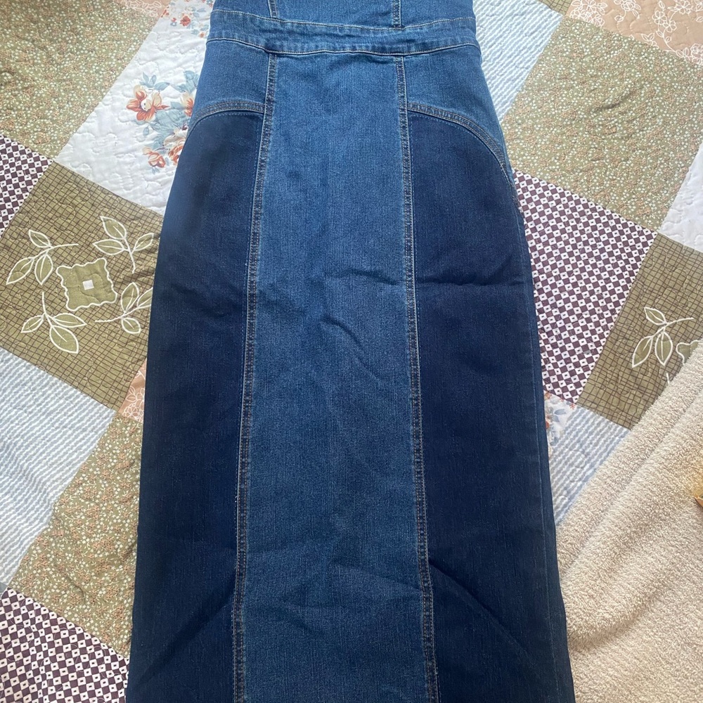 Strapless Denim Dress Slit in back